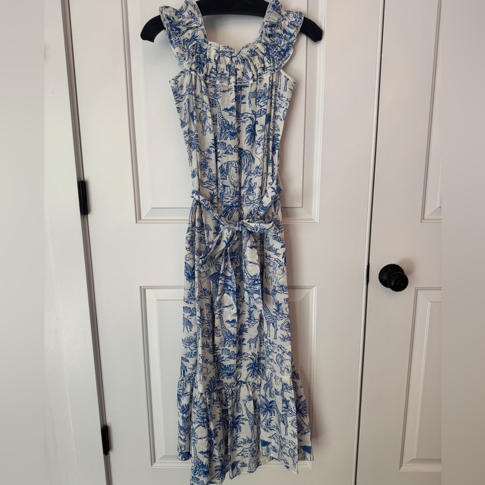 Tory Burch Blue and White Patterned Maxi Dress